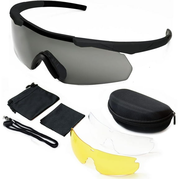 Tactical Shooting Glasses – Windproof & UV400 Protection, 3 Interchangeable Lenses for Outdoor Sports