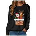 thumbnail image 3 of zaveiop Christmas Sweatshirt for Women Deer Graphic Crewneck Long Sleeve Shirt Xmas Holiday Party Pullover Sweater Tops (Z2-Black, XL), 3 of 3