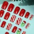 thumbnail image 3 of Christmas Press on Nails KLZYNRO Short Square 24 piezas para mujer, 3 of 7