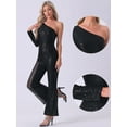 thumbnail image 2 of DARING DIVA Women's Sequin One Shoulder Wide Leg Party Jumpsuit L Black, 2 of 6