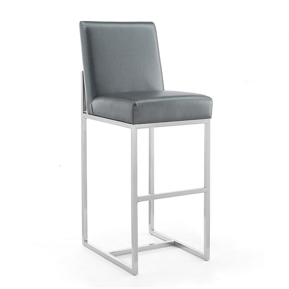 Manhattan Comfort Element 29.53" Faux Leather Barstool in Gray