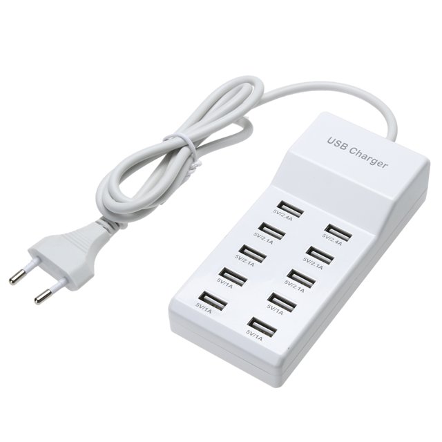 Adaptador de tira de alimentación de carga rápida de cargador de CA de pared de viaje para el hogar USB de 10 puertos Ehuebsd Para estrenar