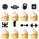 thumbnail image 1 of ZpiLkes 24 toppers para cupcakes con temática de gimnasio para fiesta fitness, 1 of 7