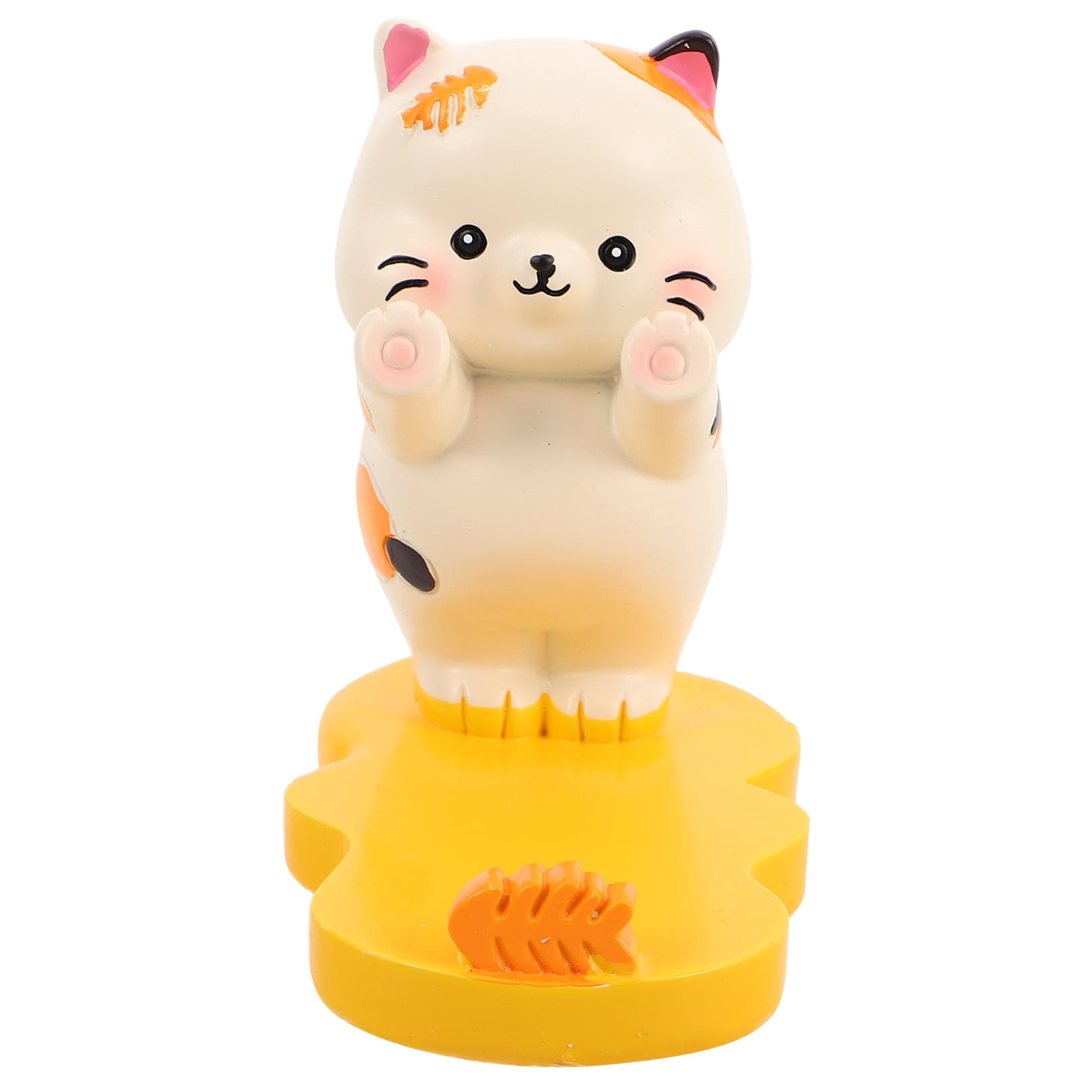 FRCOLOR Cute Cartoon Cat Phone Stand for Watching Videos Creative Resin Desk Accessory Portable