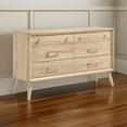 thumbnail image 6 of Benjara Kali 60 Inch Wide Dresser, 6 Drawers, Nickel Handles, Oak Brown Solid Wood, 6 of 6