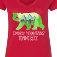 thumbnail image 4 of Inktastic Smoky Mountains, Tennessee Mountains and Bear Shape Women's V-Neck T-Shirt, 4 of 5