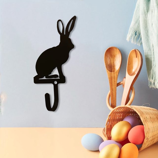 Gancho para colgar en la pared de conejo negro, colgador de toallas de baño, gancho para ropa, decoración del hogar