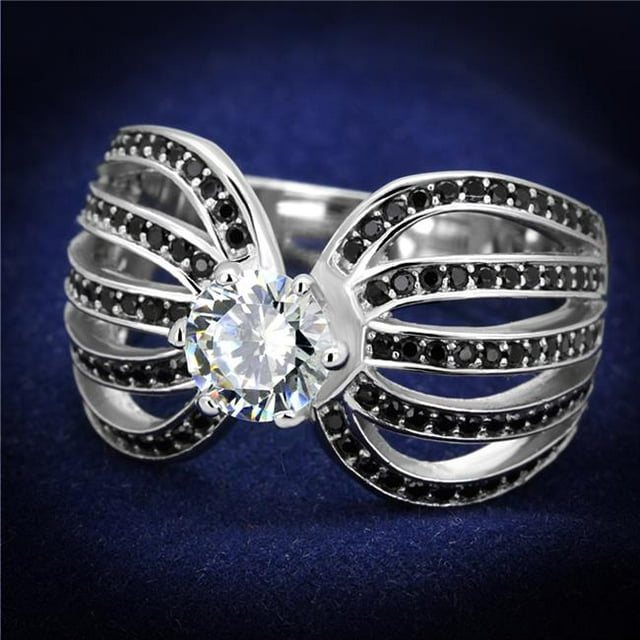 Women Rhodium 925 Sterling Silver Ring with AAA Grade CZ in Clear - Size 5