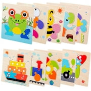 Wooden Puzzles for Toddlers, Animal Car Rocket Boat Jigsaw Puzzles for Kids 1 2 3 Years Old, Educational Montessori Toys for Boys and Girls