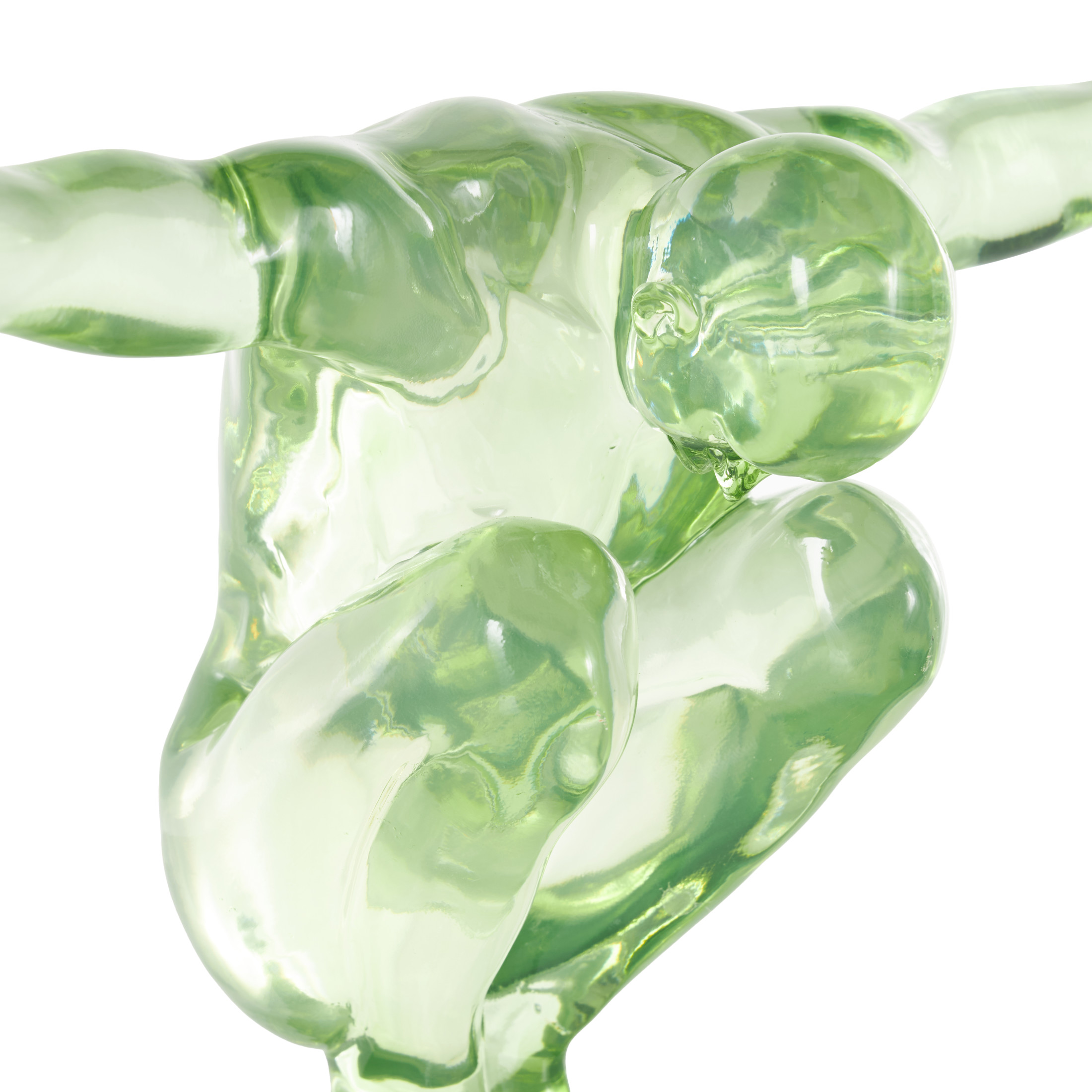 19" x 13" Green Resin Tinted Posing People Sculpture, by DecMode
