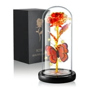 Qoosea Mothers Day Gifts, Artificial Flowers Eternal Red Rose Butterfly Led Lights, Birthday Gifts for Women Valentines Day Decorations Room Decor