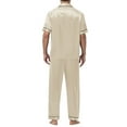 thumbnail image 5 of Awdenio Mens Satin Silky Pajama Set Short Sleeve Classic Sleepwear Button Down Loungewear with Long Pants, 5 of 5