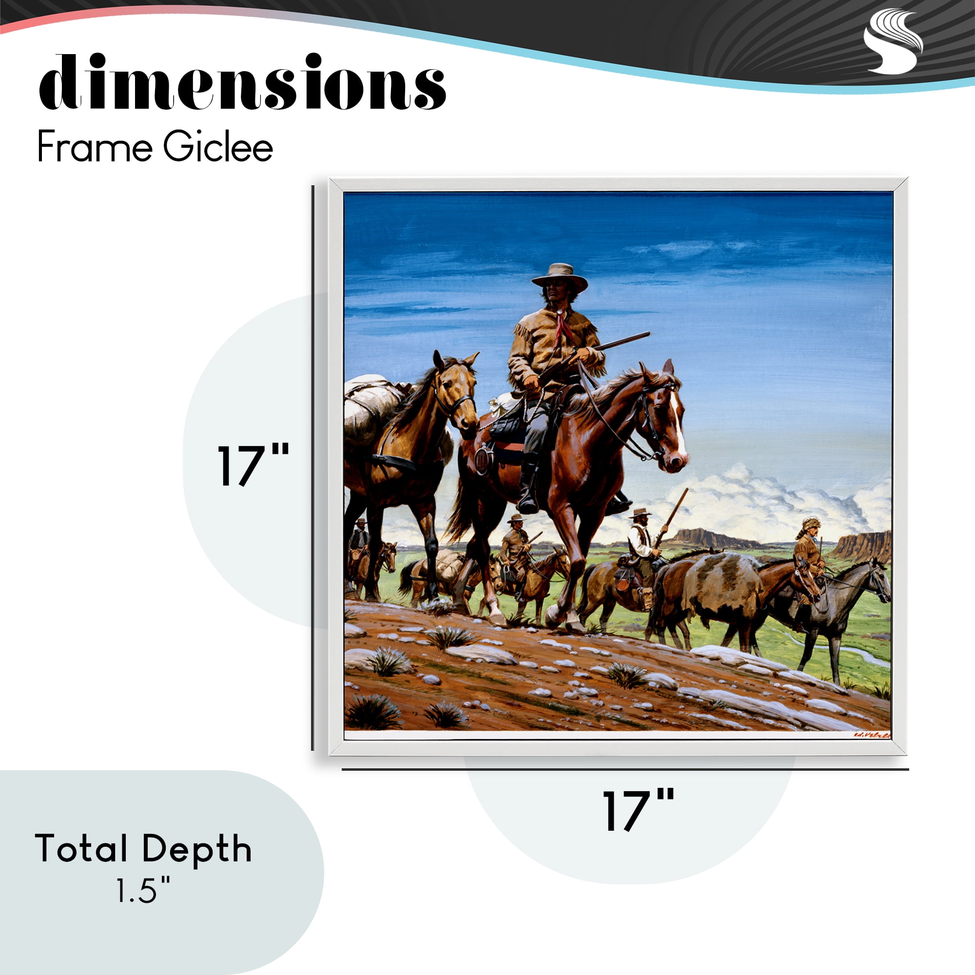 Santa Fe Trail Cowboys White Framed Giclee Art, design by Wind River Studios