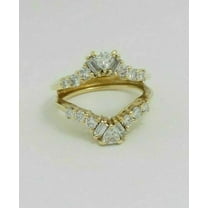3 CT Round Moissanite Enhancer Wrap Guard Band Ring 14K Yellow Gold Plated