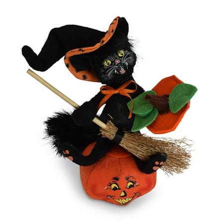 Spider Witch Halloween Plush - Annalee Dolls 6in 2018 Halloween Witch Kitty on Pumpkin Plush New with Tags