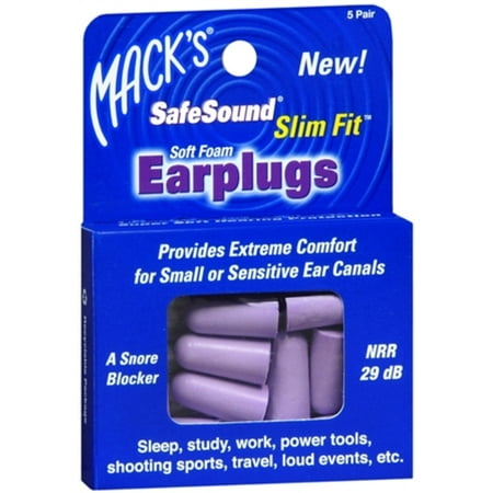 Mack's Safe Sound Slim Fit Soft Foam Earplugs 5 Pairs (Pack of 2)