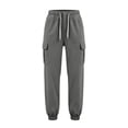 thumbnail image 4 of SeekIslan Womens Corduroy Cargo Pants Drawstring Waist Baggy Fit with Pockets for Casual Lounge Wear, 4 of 7