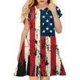 thumbnail image 1 of WEAIXIMIUNG Robe Tutu pour Filles 7-8 Vert Enfants Fille Jour du 4 Juillet Imprimés Étoiles et Rayures Manches Courtes Robe de Soirée 5-6 Ans, 1 of 5