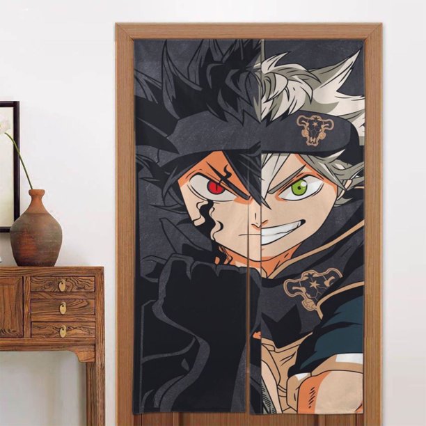 Cortina de puerta con estampado de trébol negro para entrada, cortina opaca para ventana, cortina divisoria para habitación, tapiz para decoración del hogar, 34" de ancho x 56" de largo