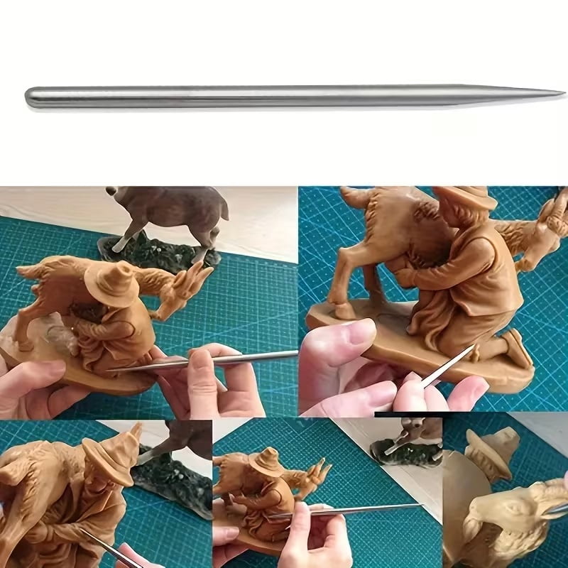 Professional Grade Ceramics Carving Needle Set of 3 - Heavy-duty stainless steel handmade clay carving tools for sculpture, relief and clay sculpture creation