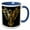 Blue/White, variant on 3drose, Image of Metallic Gold Phoenix on Black, 11oz Two-tone Black Mug