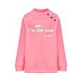 thumbnail image 4 of Savings Women's Long Sleeve Crewneck Letter Printed Side Buttons Tunic Shirts Trendy Casual Pullover Sweatshirts Pink,M, 4 of 6