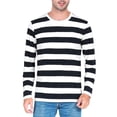thumbnail image 5 of Men's striped neck long-sleeved T-shirt, basic casual top, 5 of 9