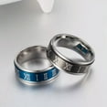 thumbnail image 6 of 8MM Blue/Black Spinner Band Men/Women Titanium Steel Roman Numerals Ring Sz 6-11, 6 of 7