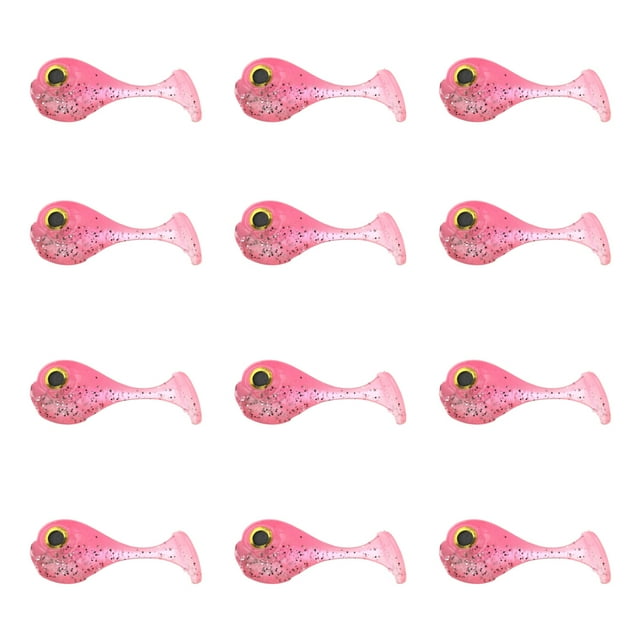 pitrice 12pcs Appât Attrayant Portable Réutilisable Pêche à la Traîne Appâts Appâts Simulation en Forme Utile Pêche Leurre Calmar Poisson Rose Rose