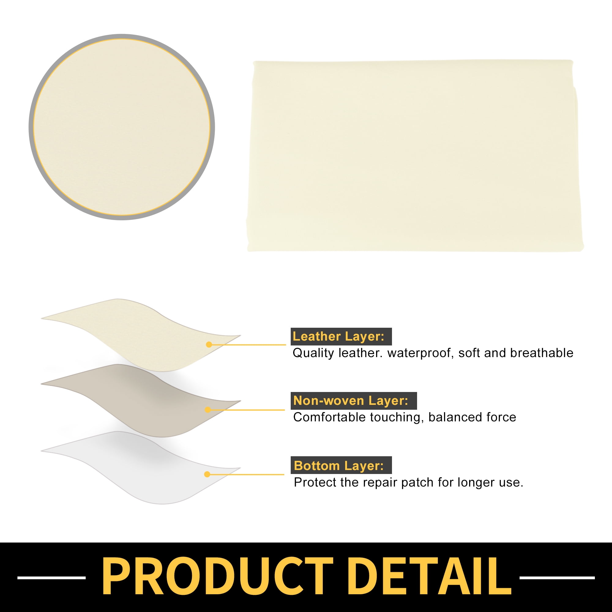 Unique Bargains Leather Fabric Upholstery Leather Repair Patch 274x137cm for Automotive Car Boat Seat Sofa Couches Chair Interior Trim DIY Beige 1 Pcs