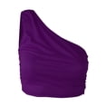 thumbnail image 3 of Timegard Tank Top for Women Solid Color 1 Shoulder Cropped Comfy Fitting Slim Ruched Casual Tee Top, 3 of 3