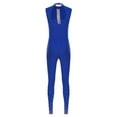 thumbnail image 4 of Raenseen Womens Sparkly Rhinestone Gymnastics Romper Sleeveless Unitard For Rhythmic Dance Competition Royal Blue L, 4 of 5