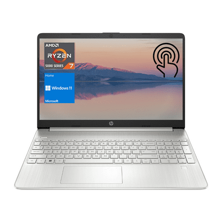 HP Essential Laptop, 15.6” FHD Touchscreen, AMD Ryzen 7 5700U, 64GB RAM, 2TB SSD, Webcam, SD Card Reader, Numeric Keypad, HDMI, Wi-Fi, Windows 11 Home, Silver