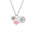 thumbnail image 2 of Delight Jewelry Silvertone Disc 1/2'' Initial - r - Light Pink Heart Nurse Strong Zoe Necklace, 2 of 4