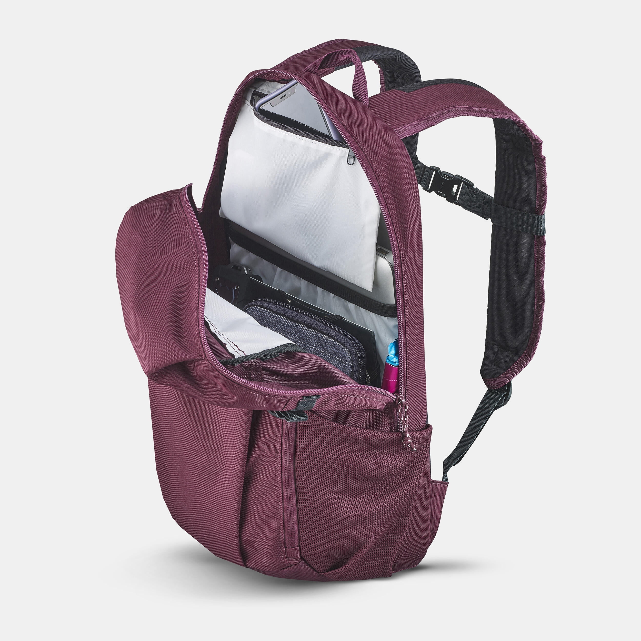 Quechua NH100, 20L Nature Hiking Backpack, Unisex, Burgundy