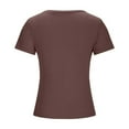 thumbnail image 4 of Women Crew Neck T shirts Ribbed Tight Tee Shirt Short Sleeve Basic Tops, 4 of 5