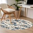 thumbnail image 5 of Blue Spring Floral Large Area Rugs for Bedroom Living Room, Soft Non Slip Carpet Bedside Rug, Vintage Botanical Farmhouse Round Floor Cover Kitchen Accent Rug 3.3' for Dining Room/Office, 5 of 9