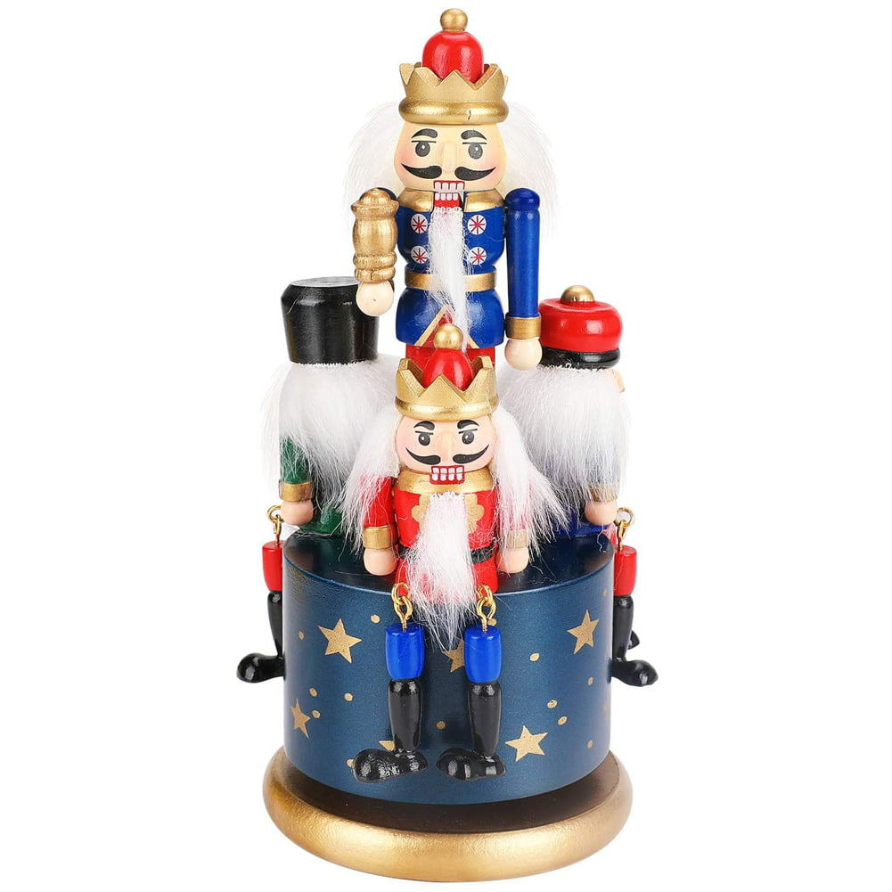 Classic Hand Painted Wooden Nutcracker Music Box Christmas Decor Ornaments Gift 