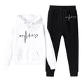 thumbnail image 4 of Zylarhe Girls Boys Sweatshirt Girls Unisex Two Piece Hooded Tracksuit Set Hoodie and Sweatpants Outfit for Kids White 7-8 Years, 4 of 4