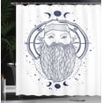 thumbnail image 3 of Ambesonne Nautical Tattoo Shower Curtain, Alchemist Seaman, 69"Wx84"L, Indigo and White, 3 of 4