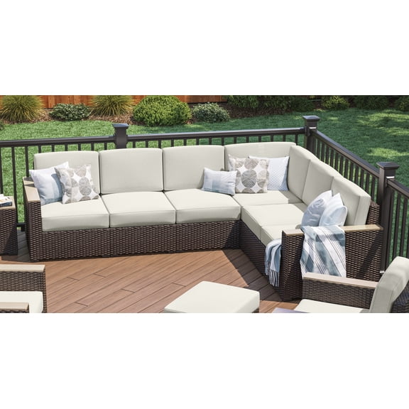 Homestyles Palm Springs Brown Outdoor 6 Seat Sectional