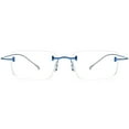 thumbnail image 3 of FONEX Titanium Glasses Frame,Rimless Frameless Optical Eyewear Eyeglasses for Men and Women F85634 (85871 Blue Silver), 3 of 9