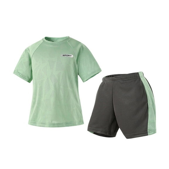 Fozruso 2PCS Clothes Outfit Summer Kid Boys Girls Children Soft Short Sleeve T Shirt Top Blouse And Shorts Casual Two Piece Outfit Set,Sizes 9-10 Years(Green)