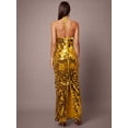 thumbnail image 2 of Gold Sequined Halter Neck Backless Maxi Cocktail Dress For Women, 2 of 7