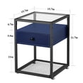 thumbnail image 3 of VECELO Modern Nightstand with Drawer and Shelf, Tempered Glass Top Side End Table, Dark Blue, 3 of 8