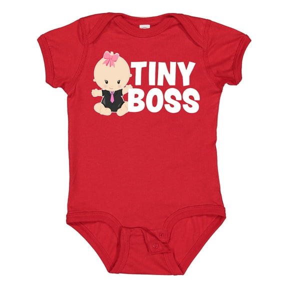 Inktastic Tiny Boss with Baby in Suit Girls Baby Bodysuit