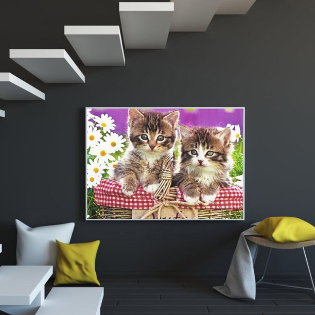 Cuadros Decorativos Kits de pintura de diamante cuadrado completo de gato 5D DIY arte hecho a mano en casa (ZQF359) Likrtyny embutido en tela