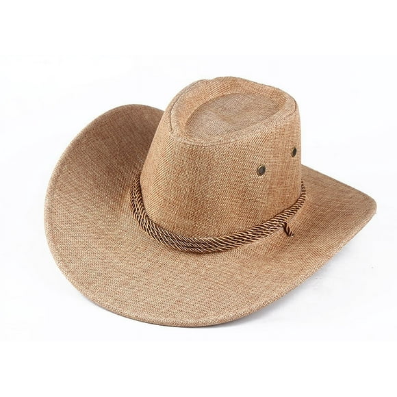 Outdoor straw hat men summer seaside beach hat western cowboy hat men's camping sun hat sunscreen sun hat - 25 / 55-58CM