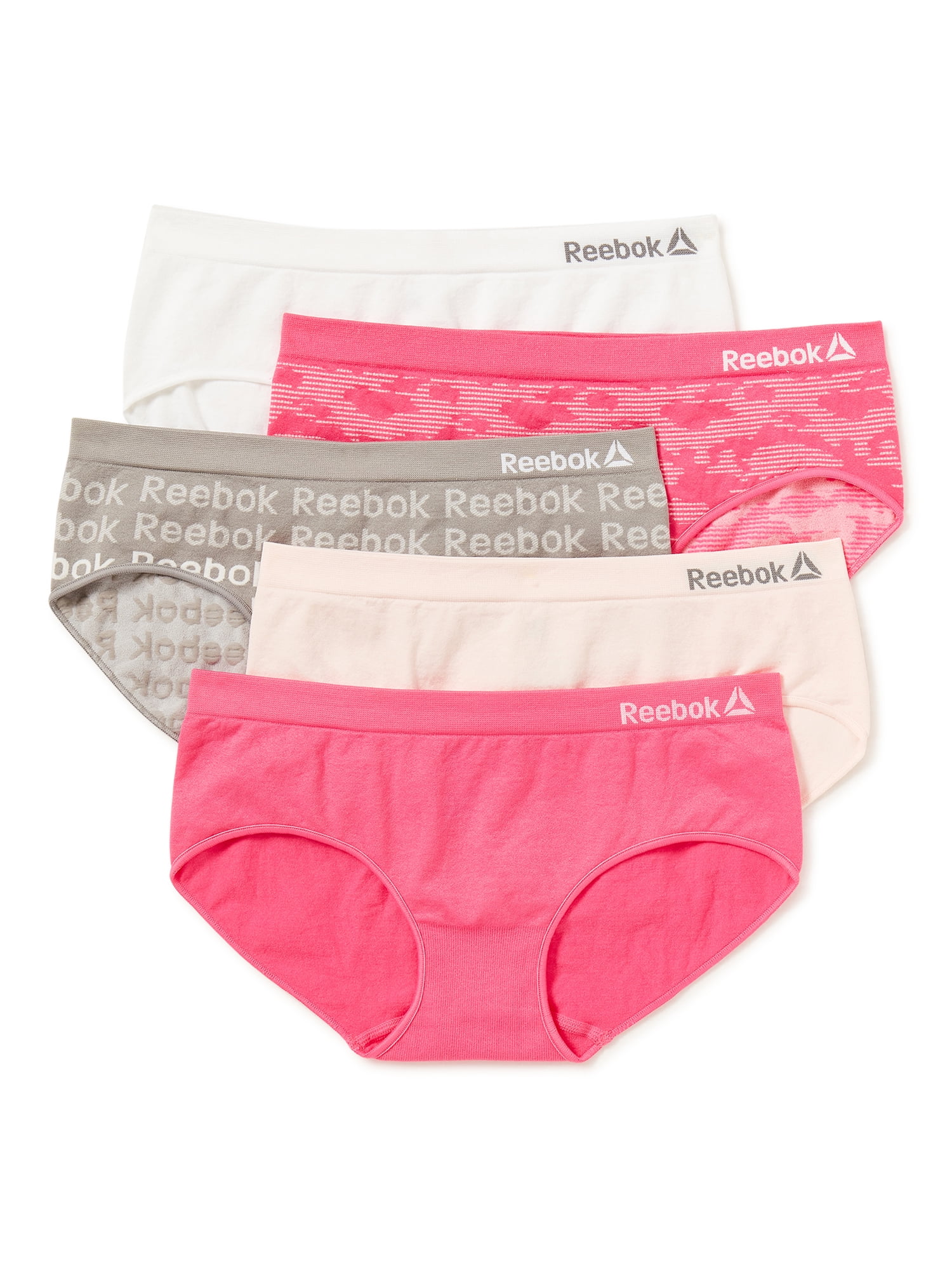 Reebok Women's Underwear 5 Pack Seamless Bikini Briefs 