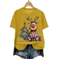 thumbnail image 6 of larppty Reindeer Shirt for Women Christmas Graphic Tees Family Party Casual Short Sleeve Xmas Shirt (Yellow, 3XL), 6 of 6